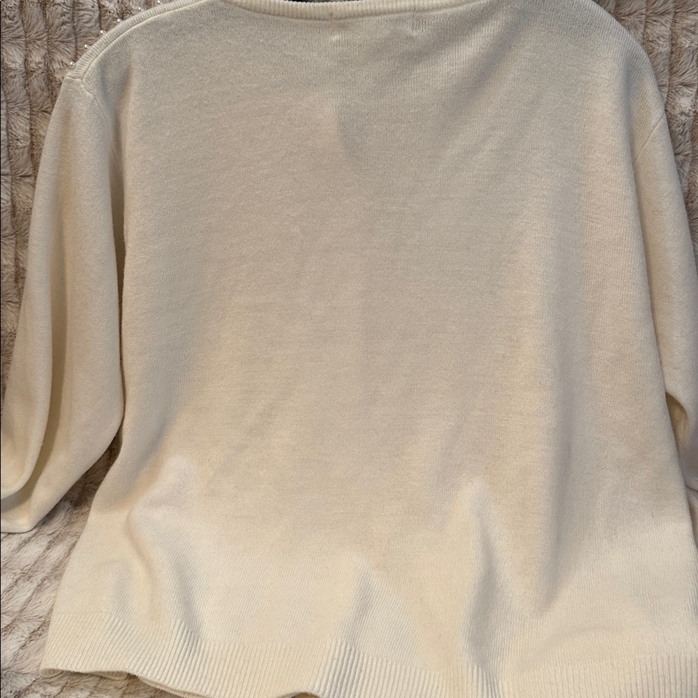 Dressbarn Women's White Cardigan with Pearl Details - Picture 4 of 4